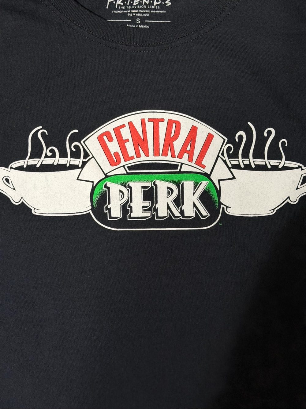 FRIENDS Central Perk Black Cropped Long Sleeve Tee with Multicolor Logo size S - Picture 3 of 7